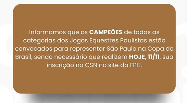 Comunicado Inscrições Copa do Brasil