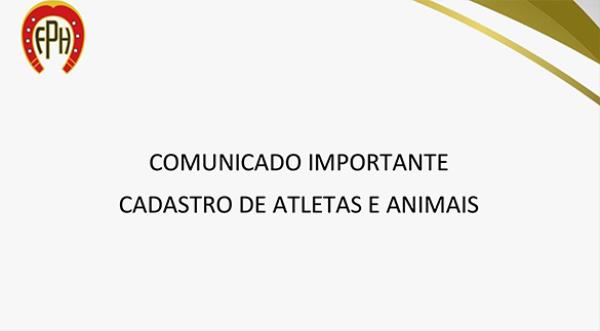 Comunicado Importante - Registro de Atletas e Cav