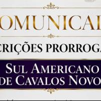 Inscrições prorroga